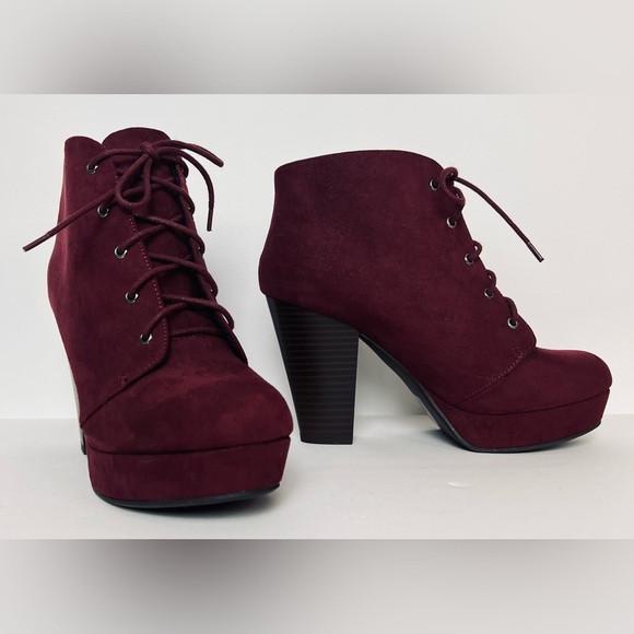 New~Burgundy Ankle Booties Sz 7.5M, by Soda - Picture 4 of 11